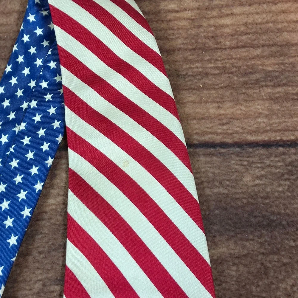 Polo Ralph Lauren Tie Mens One Size Red White Blue Good American Flag Silk